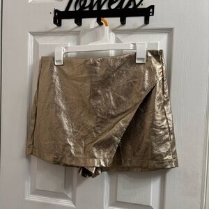 Gold pleather skort